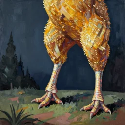 hut on chicken legs, scaly chicken legs, giant legs, by Kandinsky