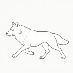 digital art of a full-body outline of a running wolf, simple, no color, high quality, HD, 8K,