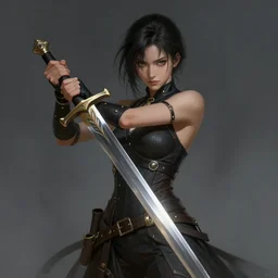 cool female character holding a sword, digital painting, concept art, artstation, smooth, sharp focus, illustration, atmospheric, cinematic