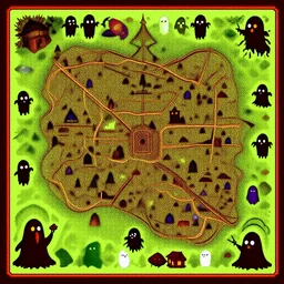 intricate pixel ghouls and goblins map overwhelming side view