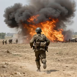 running away from a napalm attack