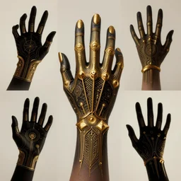 alien hand reaching for her throat was just a nightmare. dramatic lighting, intricate detailed gloves, alchemy hermes trismegistus, hand pictures, haute couture, symbolism, science fiction art, hand model portfolio, hand poses photography, gold leaf, gold wire, silhouette, fantasy, intricate, elegant, extremely, detailed, trending, art