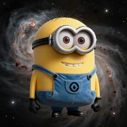 hubble space telescope photo of a nebula shaped like a cute minion, detailed, 4 k