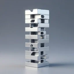 1 0 ea, rectangle jenga stacked for various directions, contemporary art, simple, silver steel, trending on behance, keyshot 1 1