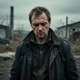 medvedev, post - apocalyptic style, with mental illness