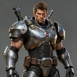 an portrait man with a scar on his face mexican in the assault powered armor, style game square enix life, trending on artstation, painted by greg rutkowski, render naughty dog, octane render, detailed