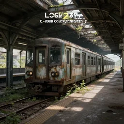 an abandoned post apocalyptic subway station with an old decaying train, overgrown, sunlight, concept art, award winning