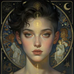 the path of chackras closeup filled background around face, fantasy magic, undercut hairstyle, dark light night, intricate, elegant, sharp focus, illustration, highly detailed, digital painting, concept art, matte, art by wlop and artgerm and greg rutkowski and alphonse mucha, masterpiece