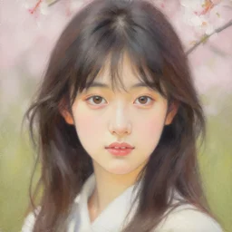 detailed portrait of japanese girl, spring light, painting by lise deharme