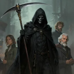 the grim reaper has a new scythe, digital painting by James Jean, John Romita Junior, John Romita Senior, 4k wallpaper