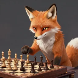 fox fursona chess prodigy playing chess, finely detailed digital art by artgerm