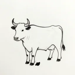 minimalist ink drawing of a demonic cow