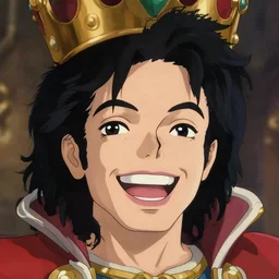 centered!! macro head portrait of medieval laughing king michael jackson, artstation, detailed cartoon, elegant, digital painting, concept art, smooth, sharp focus, illustration, ghibli, makoto shinkai, don bluth, fujita goro, jean giraud, akihiko yoshida, tom whalen 8 k