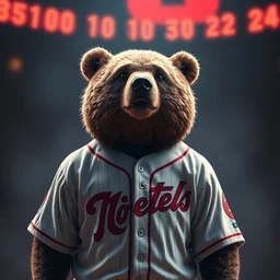 bear in a baseball uniform, realistic 4 k octane beautifully detailed render, 4 k post - processing, highly detailed, intricate complexity, epic composition, magical atmosphere, cinematic lighting, masterpiece, ultra hd