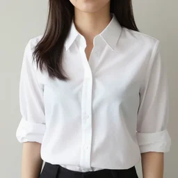 photo of a woman wearing a white < blouse >