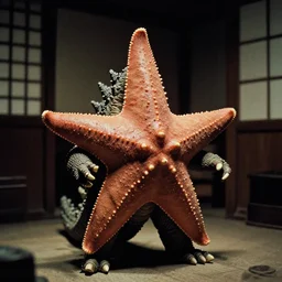 an ancient starfish kaiju creature in a korean interior, 1 9 5 0 s film noir, 3 5 mm film, cinematic, dramatic, kaiju - eiga by orson welles and ishiro honda