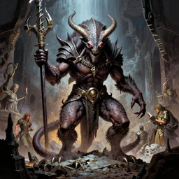 xanathar the beholder in a dungeon, d & d, fantasy, greg rutkowski, frank frazetta, alexandre chaudret, boris vallejo, michael whelan, miro petrov, hr giger, magali villeneuve, donato giancola