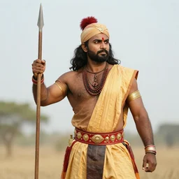 an indian warrior with a javelin