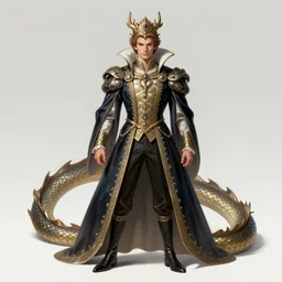 A dragon stepping out of a prince costume, intricate, elegant, highly detailed, centered, digital painting, artstation, concept art, smooth, sharp focus, illustration, artgerm, Krenz Cushart,