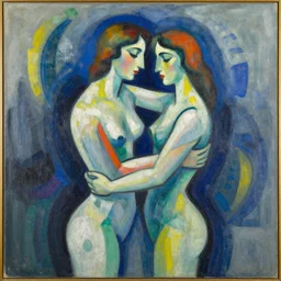couple embracing by robert delaunay endless rhythm, abstract painting