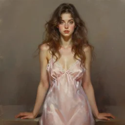 digital painting of a beautiful woman wearing night gown, art by sam spratt