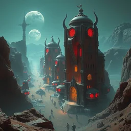 a hyper realistic digital art of some vampires in cyberbunk city on mars by elvgren, gil, intricate linework, cinematografic, highly detailed, hyperrealism, digital art, artstation, concept art, unreal engine 6, detailed and intricate environment, an expansive view of