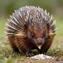 an echidna eating fairy sprinkles