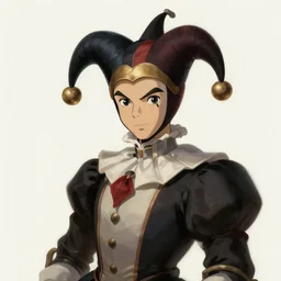 portrait of a court jester, artstation, elegant, highly detailed, digital painting, concept art, smooth, sharp focus, illustration, art by studio ghibli, fujita goro, atey ghailan, tom whalen, jean giraud 8 k
