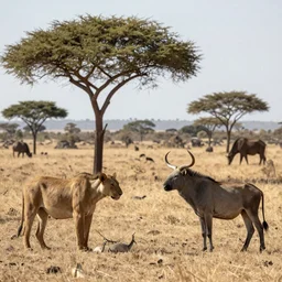the delicate balance between predator and prey, ancient african savanna, great rift valley, magnanimous creatures of the wild