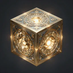 symmetry!! mysterious cube floating, glowing lights!! intricate elegant, highly detailed, digital painting, artstation, concept art, smooth, sharp focus, illustration, art by artgerm and greg rutkowski and alphonse mucha