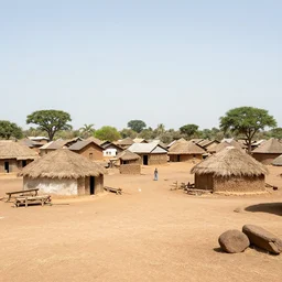 high - quality photograph of an old west african village