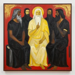 wisdom of the ages dreams of the sages vibrant oil painting by black red white gold yellow artist famous museum