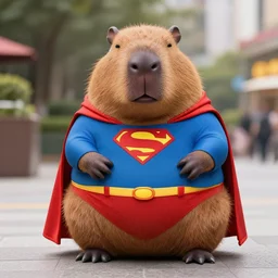 capybara cosplaying superman