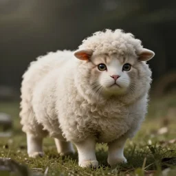 realistic cat and sheep hybrid. Cute animal, fur, wool, cuddly
