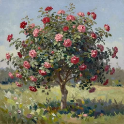Rose tree, oil painting
