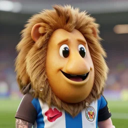 lionel messi as happy potatoe, by ilya kuvshinov, rtx rendering, octane render 1 2 8 k, maya, extreme high intricate details by tom bagshaw, medium shot, close up shot, composition by sana takeda, lighting by greg rutkowski