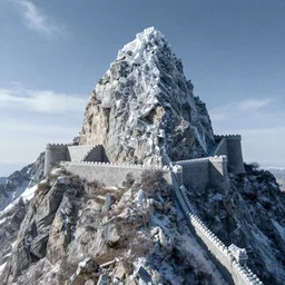 a crystal mountain transformed into a fortress
