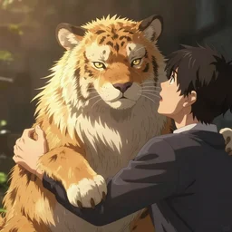 anthropomorphic animal being beat up by a man anime art style
