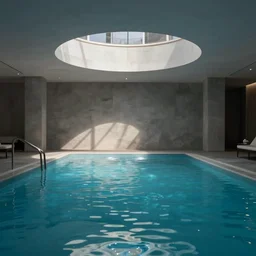 dslr photograph of a liminal space indoor pool