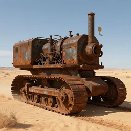 a large rusted metallic machine driving through the desert, artstation, Ben Wootten