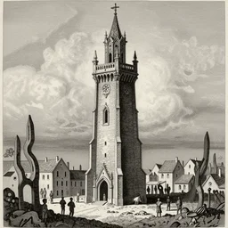 the tower of lord greywolf by greg rutkowski, zdzisław beksinski, gustave dore, edward gorey,