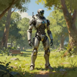 sunny afternoon at the park photorealistic painting, sci - fi, wlop, concept art, octane render, deviantart, greg rutkowski, cinematic, artstation, key art, hyperrealism