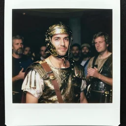 polaroid selfi of ancient roman soldier candid shots by Tarkovsky