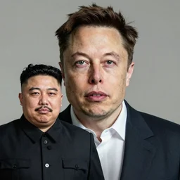 portrait of elon musk fused with kim jong un