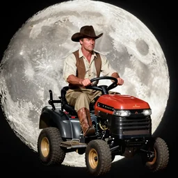Hank Hill as Ulrich von Liechtenstein in A Knight’s Tale, riding a lawn mower, on the moon, film still, anamorphic