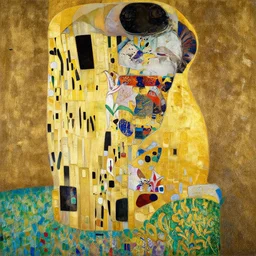 an abstract and detailed painting of a lilies buke made out of geometric shapes, using gold paint like gustav klimt