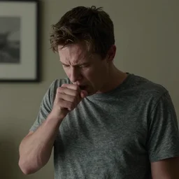 ethan kline coughing, movie still, from the vape nation, 8 k, realistic
