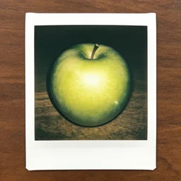 a beautiful photo of a green apple, Polaroid 600 Instant Film