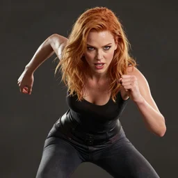 Christina Hendricks, perfectly-centered-photograph of Christina Hendricks, sweaty, dynamic action pose, insane, intricate, highly detailed, Zeiss Lens, smooth, sharp focus, Unreal Engine 5, Octane Render, Redshift, 8K
