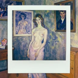 a girl in a room, old polaroid by goya, by schiele, by el greco, elegant drawing, digital painting, jugendstil, strong lights, flat colors, pastel colors,